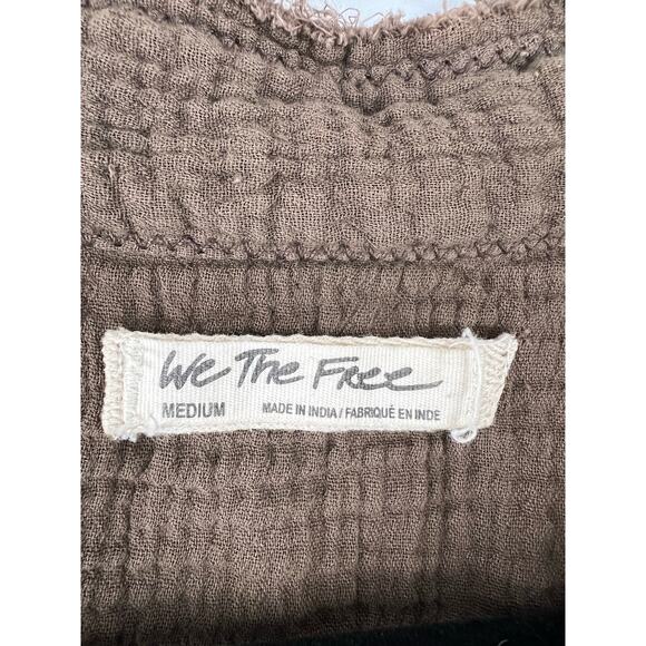 We The Free Summer Daydream Brown Button Up Blouse  Medium - Picture 5 of 7